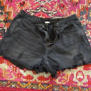 Aerie Black Distressed Jean Shorts